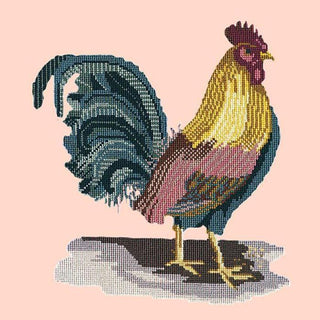 The Cockerel Needlepoint Kit Kits Elizabeth Bradley Design Salmon Pink 
