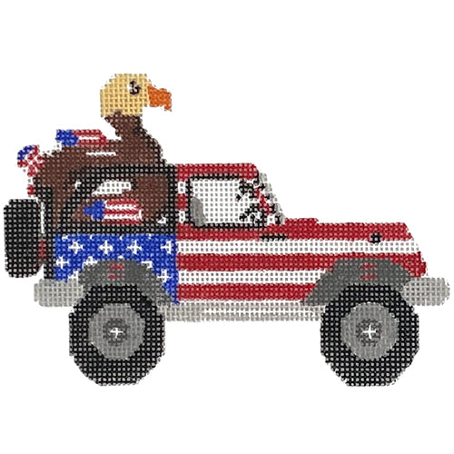 The Eagle Has Landed Jeep Painted Canvas Wipstitch Needleworks 