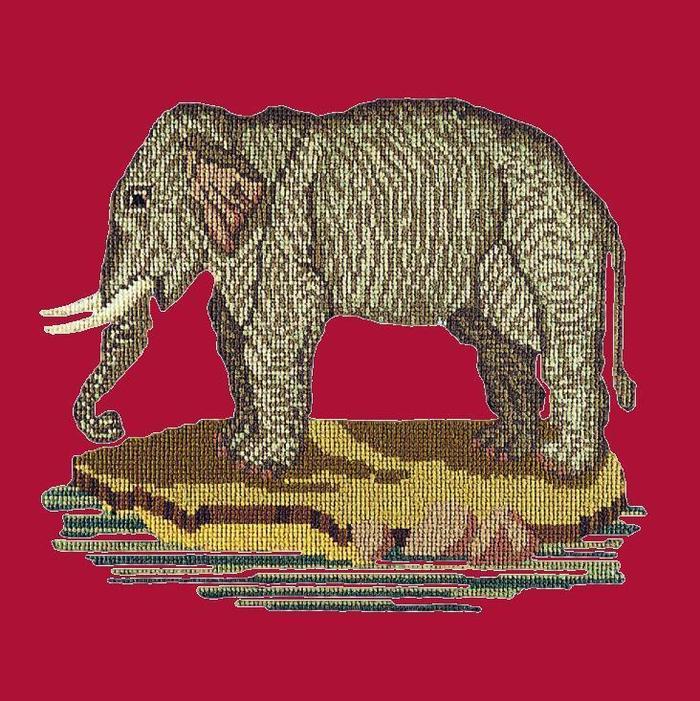 The Elephant Needlepoint Kit Kits Elizabeth Bradley Design Bright Red 
