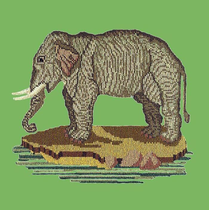 The Elephant Needlepoint Kit Kits Elizabeth Bradley Design Grass Green 
