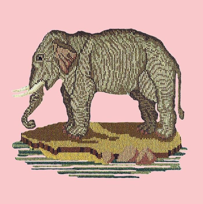 The Elephant Needlepoint Kit Kits Elizabeth Bradley Design Pale Rose 
