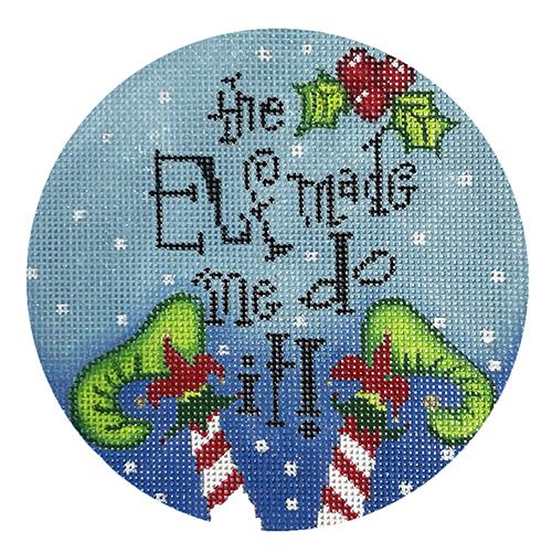 The Elf Made Me Do It Boy Ornament Painted Canvas Funda Scully 