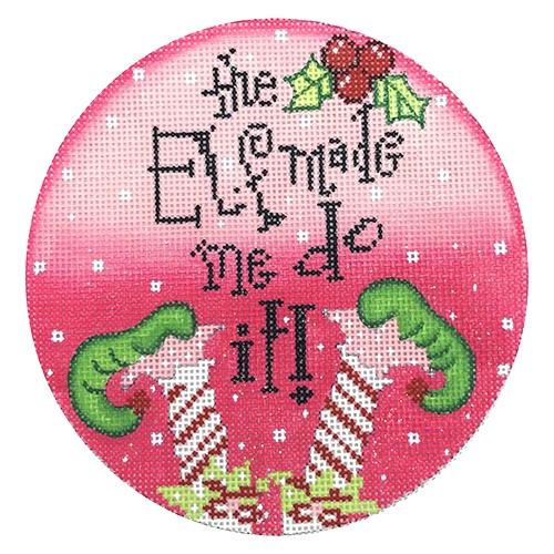The Elf Made Me Do It Girl Ornament Painted Canvas Funda Scully 
