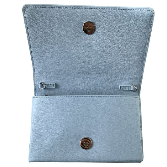 The Everyday Clutch - Baby Blue + Silver Chain Leather Goods Rachel Barri Designs 