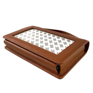 The Everyday Clutch   Cognac + Gold Chain Leather Goods Rachel Barri Designs 

