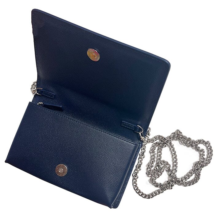 The Everyday Clutch - Navy w/Silver Chain | Needlepoint.Com