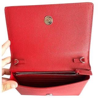 The Everyday Clutch   Red w/Silver Chain Leather Goods Rachel Barri Designs 
