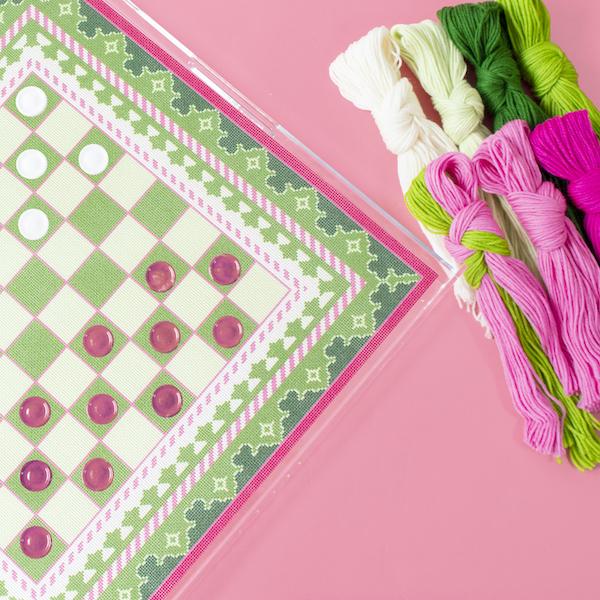 The Gambit Chessboard   Green and Pink Kit Kits Needlepoint To Go 
