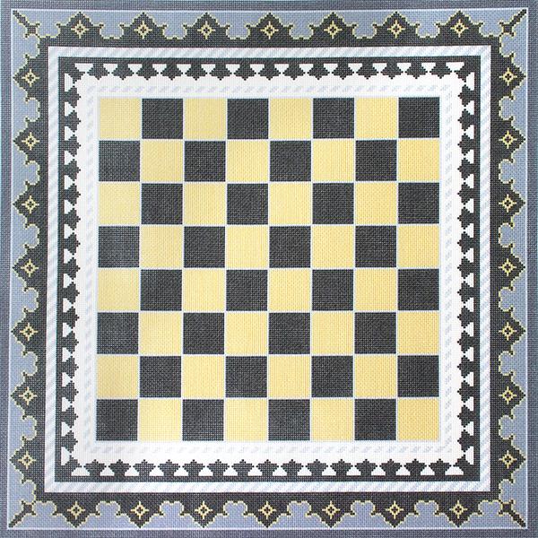 The Gambit Chessboard - Grey and Sand Printed Canvas Needlepoint To Go 