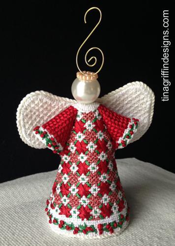 The Hadley 3D Angel on 13 with Stitch Guide Painted Canvas Tina Griffin Designs  - 2