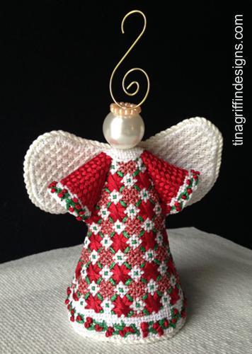 The Hadley 3D Angel on 18 with Stitch Guide Painted Canvas Tina Griffin Designs 