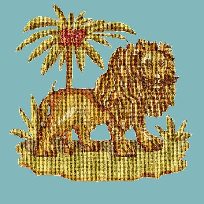 The Lion Needlepoint Kit Kits Elizabeth Bradley Design Duck Egg Blue 
