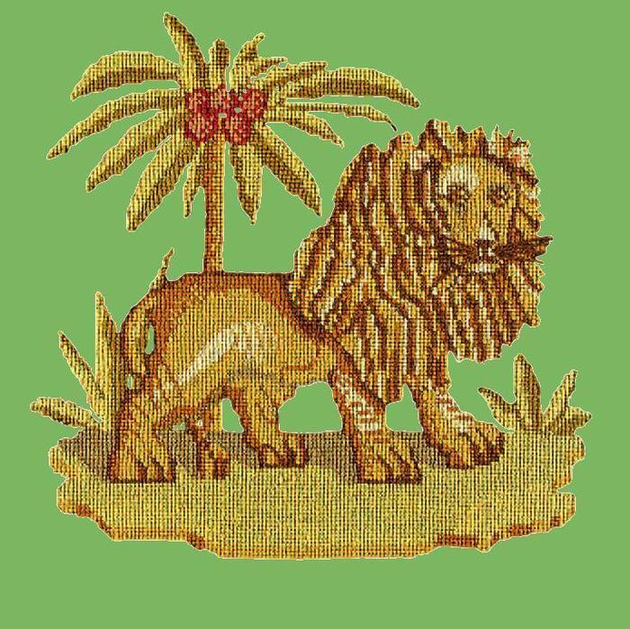 The Lion Needlepoint Kit Kits Elizabeth Bradley Design Grass Green 
