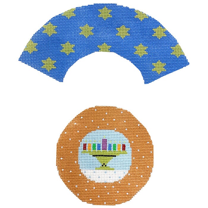 The Menorah Cupcake Painted Canvas NeedleDeeva  - 1