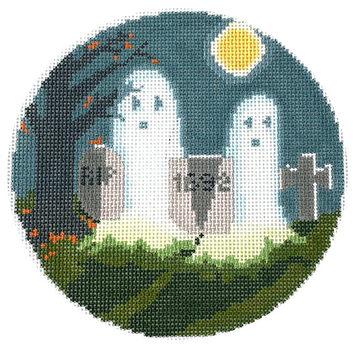 The Spooky Series   Graveyard Painted Canvas The Plum Stitchery 
