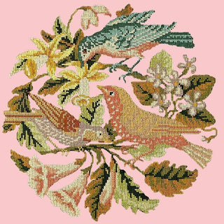 The Three Birds Needlepoint Kit Kits Elizabeth Bradley Design Pale Rose 
