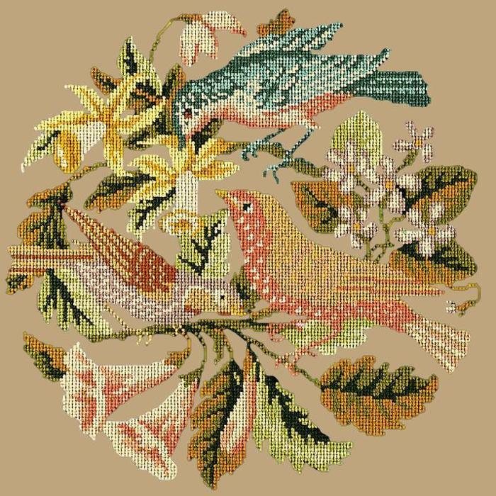 The Three Birds Needlepoint Kit Kits Elizabeth Bradley Design Sand 
