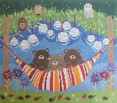 Three Bears in a Hammock Painted Canvas Pippin  - 1