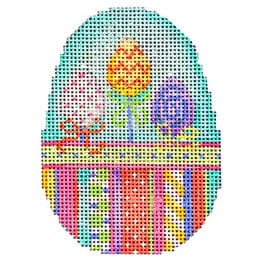 Three Eggs/Hoppy Stripes Egg Painted Canvas Associated Talents 