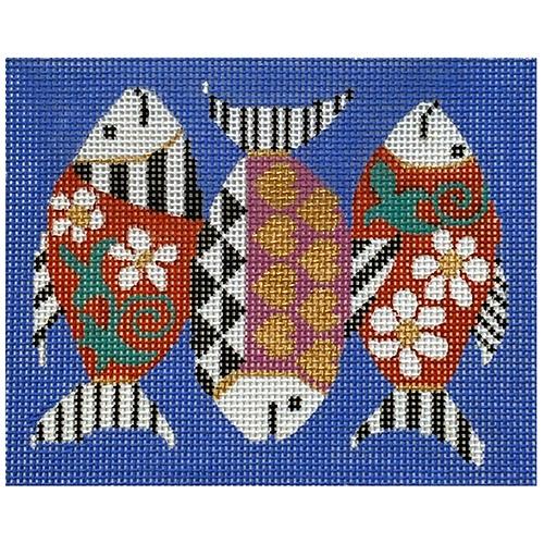 Three Fish Box Insert Painted Canvas Vallerie Needlepoint Gallery 