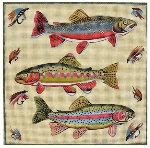 Three Fish Painted Canvas Alice Peterson 