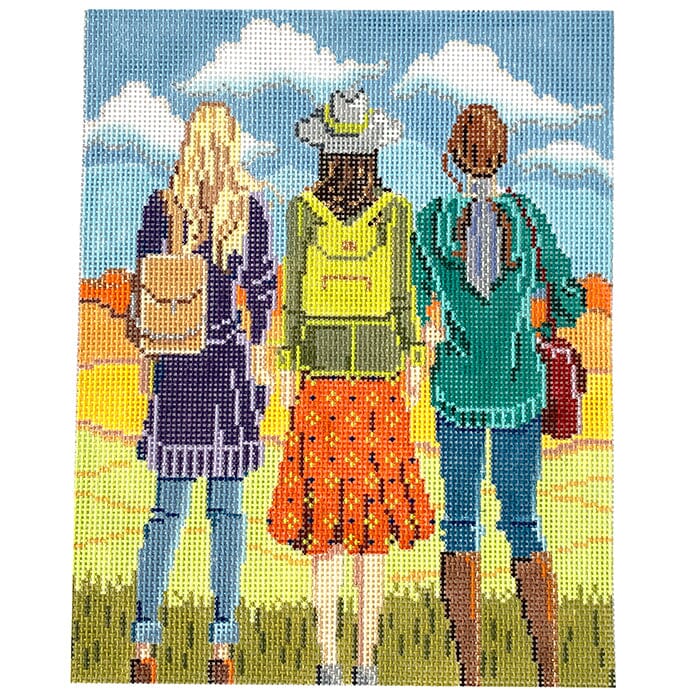 Three Girls in Fall Painted Canvas Alice Peterson Company  - 1