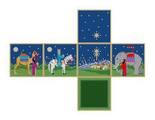 Three Kings Cube Ornament Painted Canvas Susan Roberts Needlepoint Designs, Inc. 
