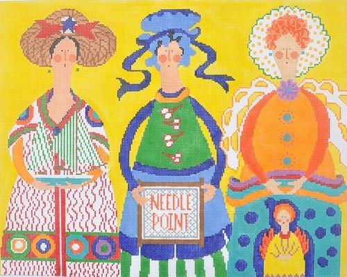 Three Ladies with Stitch Guide Painted Canvas CBK Needlepoint Collections  - 1