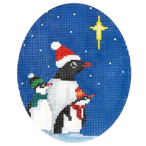 Three Penguins with Star Painted Canvas Scott Church Creative 
