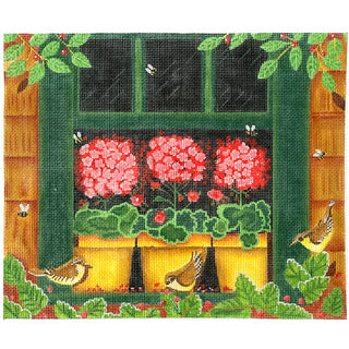 Three Potted Geraniums Painted Canvas Ewe & Eye 
