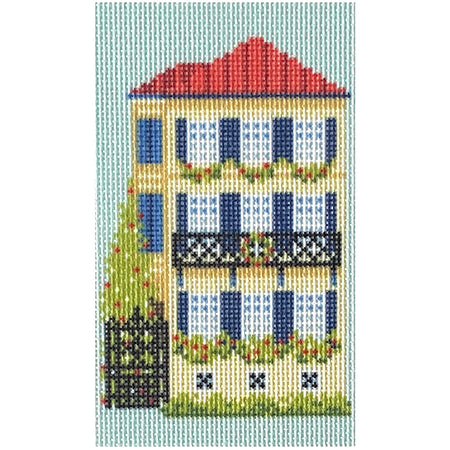 Three Sisters Yellow Christmas House Printed Canvas Needlepoint To Go 
