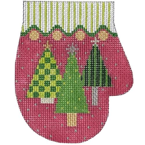 Three Trees Mitten   Pink Painted Canvas The Meredith Collection  - 1