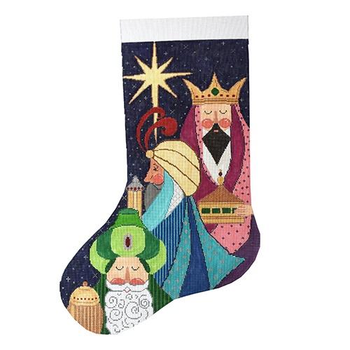 Three Wisemen Stocking Painted Canvas The Meredith Collection 