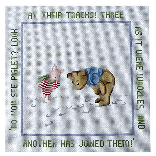 Three Woozles Tracks Pillow Painted Canvas Silver Needle  - 1