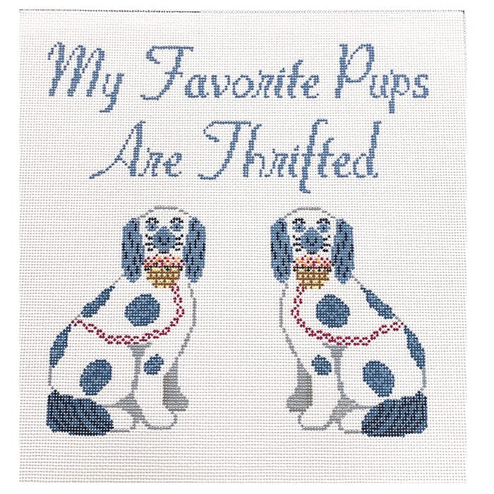 Thrifty Dogs Painted Canvas Anne Fisher Needlepoint LLC 