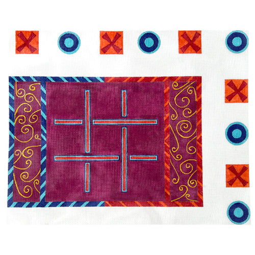 Tic Tac Toe Game Board Painted Canvas Zecca  - 1