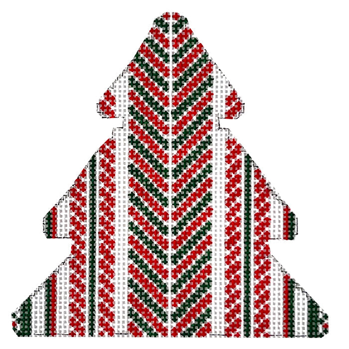 Ticking Tree Ornament with Stitch Guide Painted Canvas Wipstitch Needleworks  - 1