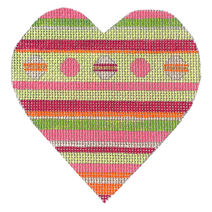 Tickled Pink Series   Dotted Heart Painted Canvas Eye Candy Needleart  - 1