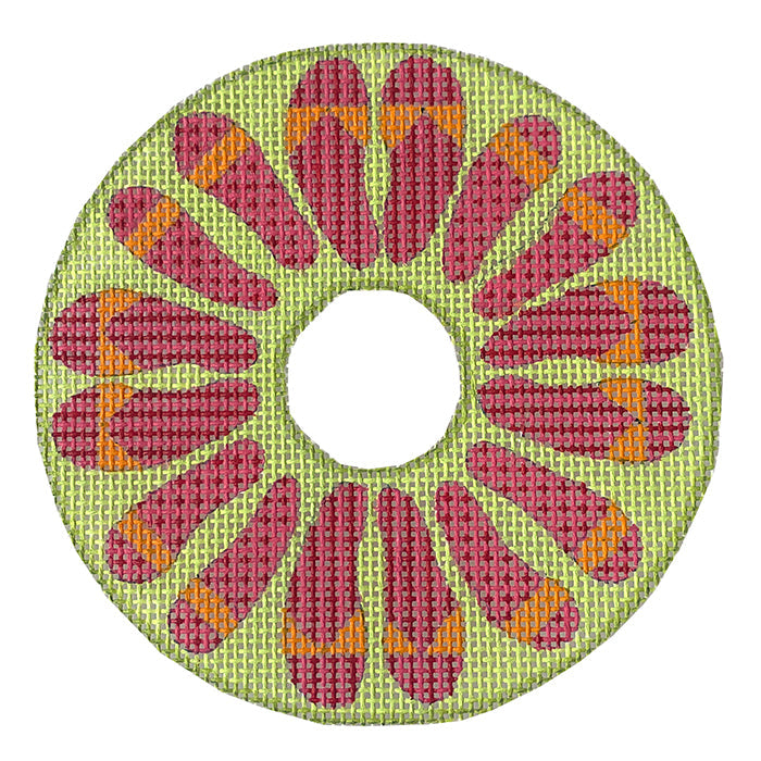 Tickled Pink Series   Flip Flop Wreath Painted Canvas Eye Candy Needleart  - 1