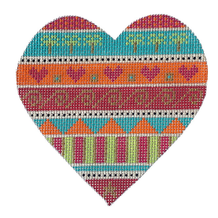 Tickled Pink Series   Palm Tree Heart Painted Canvas Eye Candy Needleart  - 1