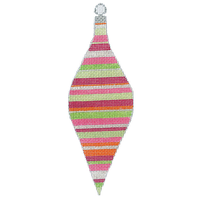Tickled Pink Series   Pink Stripes Teardrop Painted Canvas Eye Candy Needleart  - 1