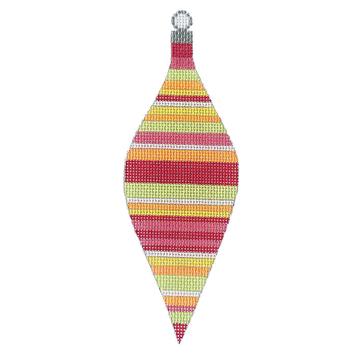 Tickled Pink Series - Raspberry Stripe Teardrop Painted Canvas Eye Candy Needleart 