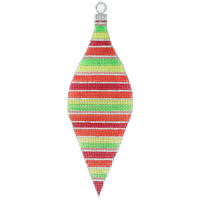 Tickled Pink Series - Red and Green Stripe Teardrop Painted Canvas Eye Candy Needleart 