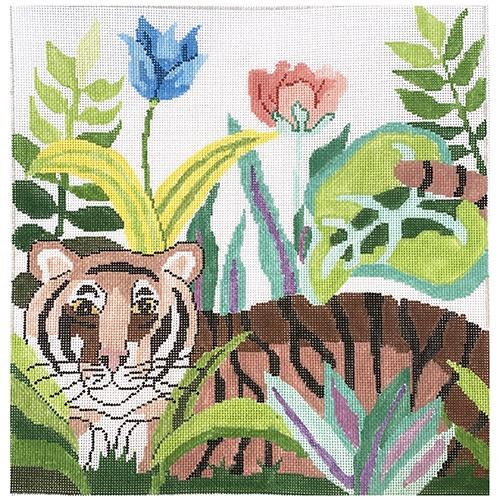 Tiger Waiting Painted Canvas Jean Smith 