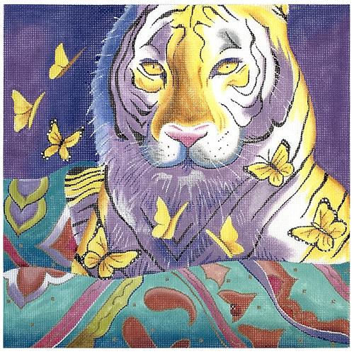 Tiger with Butterflies Painted Canvas Colors of Praise 