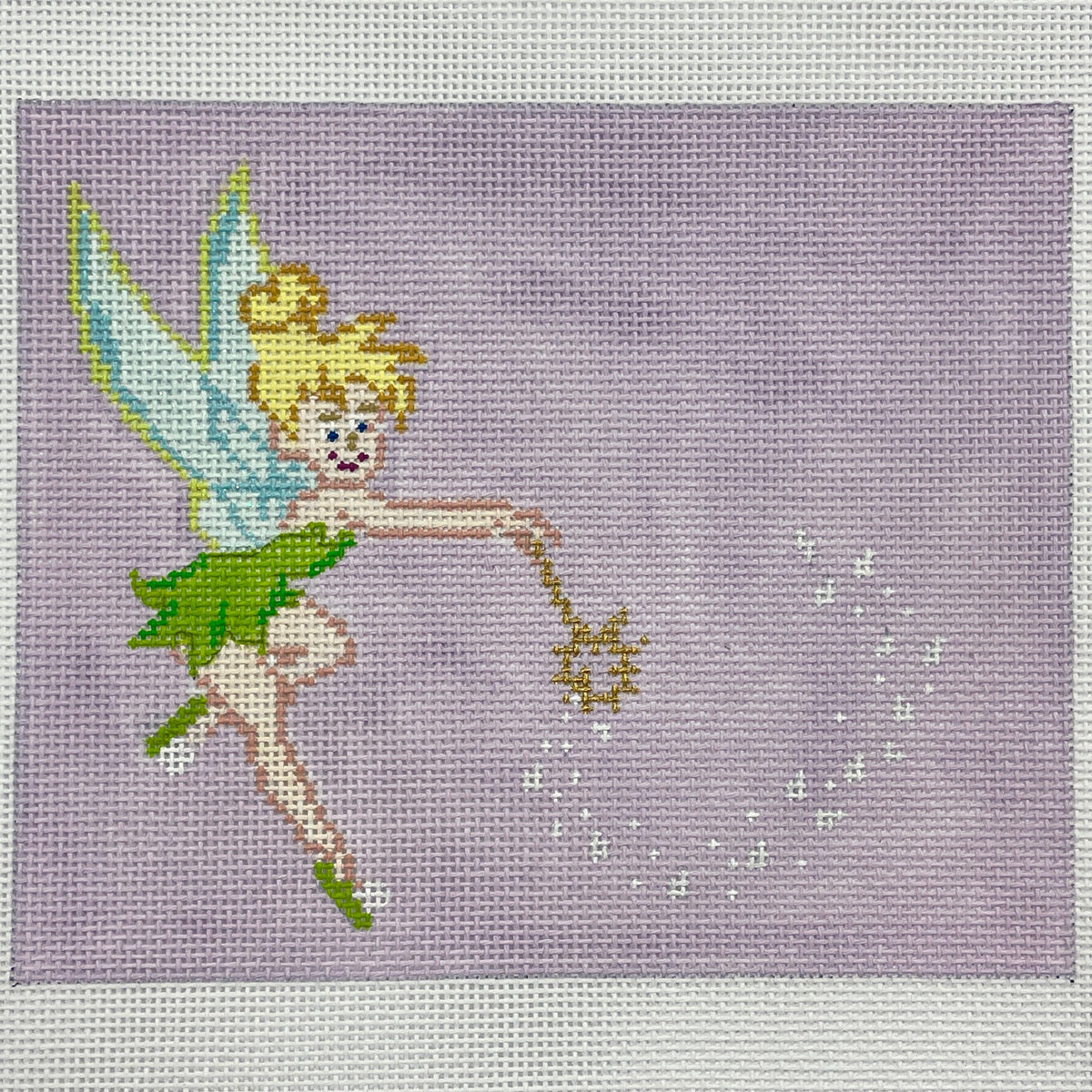 Tinkerbell Tooth Fairy Pillow Painted Canvas Elm Tree Needlepoint  - 1