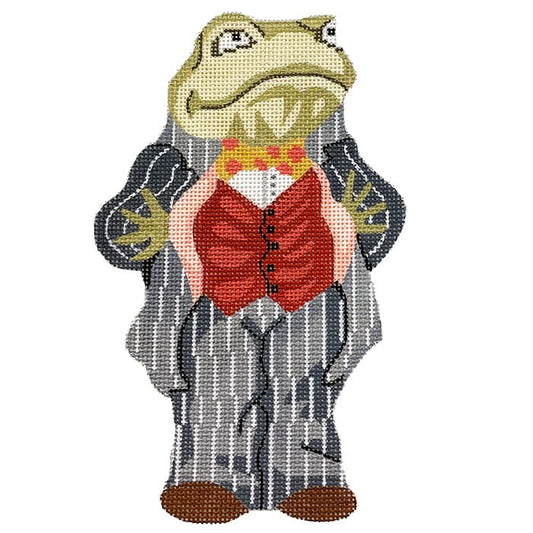 Toad Ornament Painted Canvas Silver Needle 