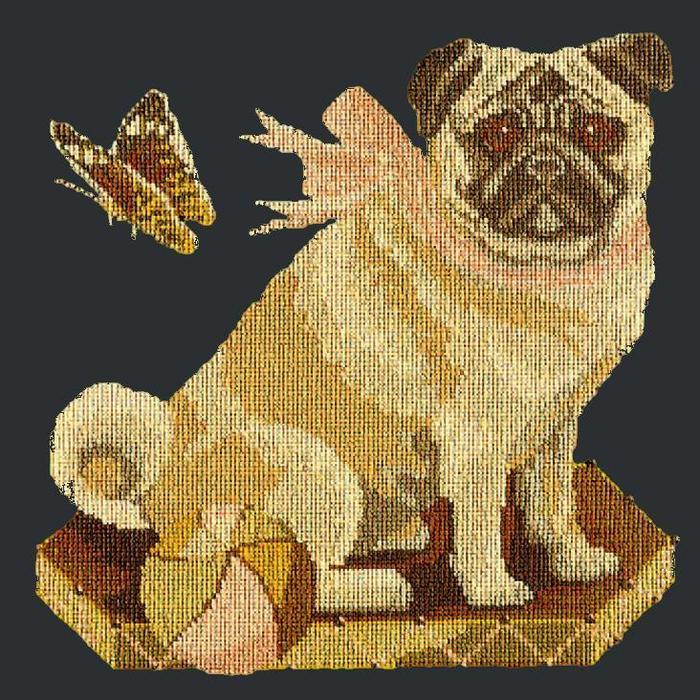Toby the Pug Needlepoint Kit Kits Elizabeth Bradley Design Black 

