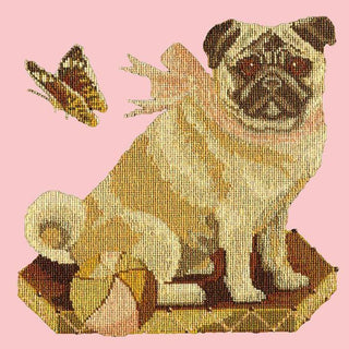 Toby the Pug Needlepoint Kit Kits Elizabeth Bradley Design Pale Rose 
