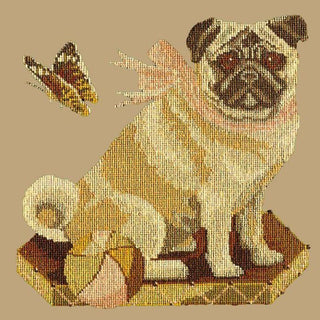 Toby the Pug Needlepoint Kit Kits Elizabeth Bradley Design Sand 
